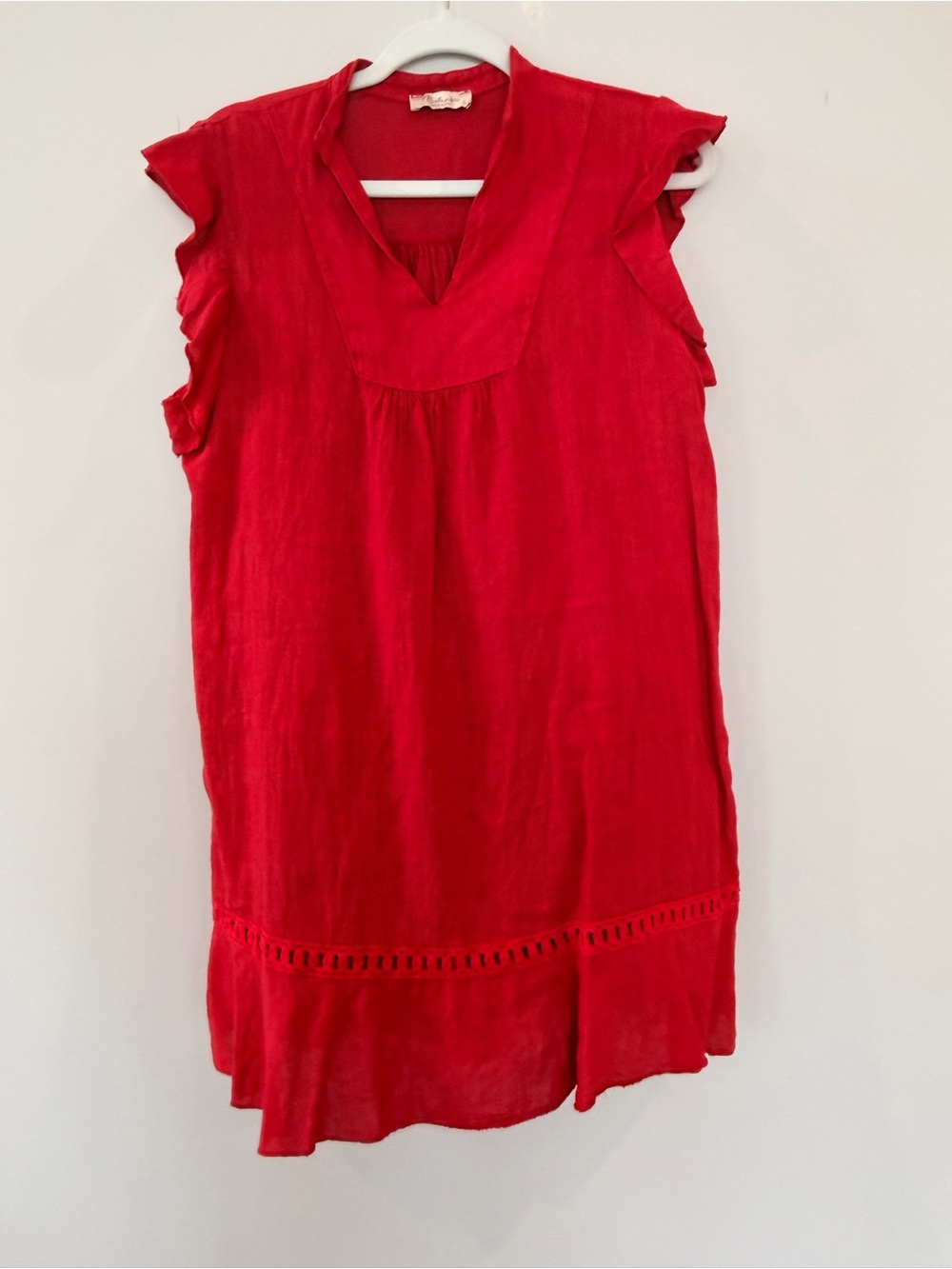 Bright Red Sleeveless V-Neck Shift Dress